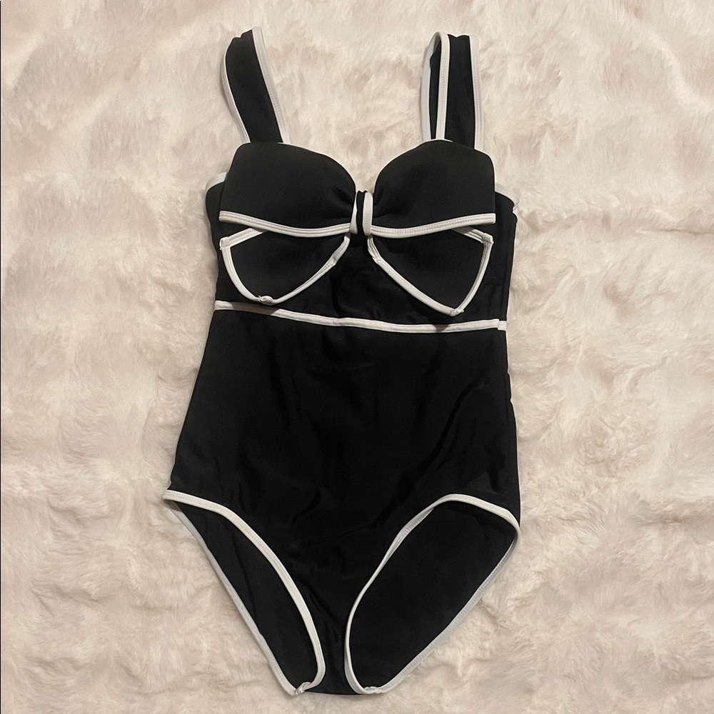 Small Black and White One-Piece Swimsuit
